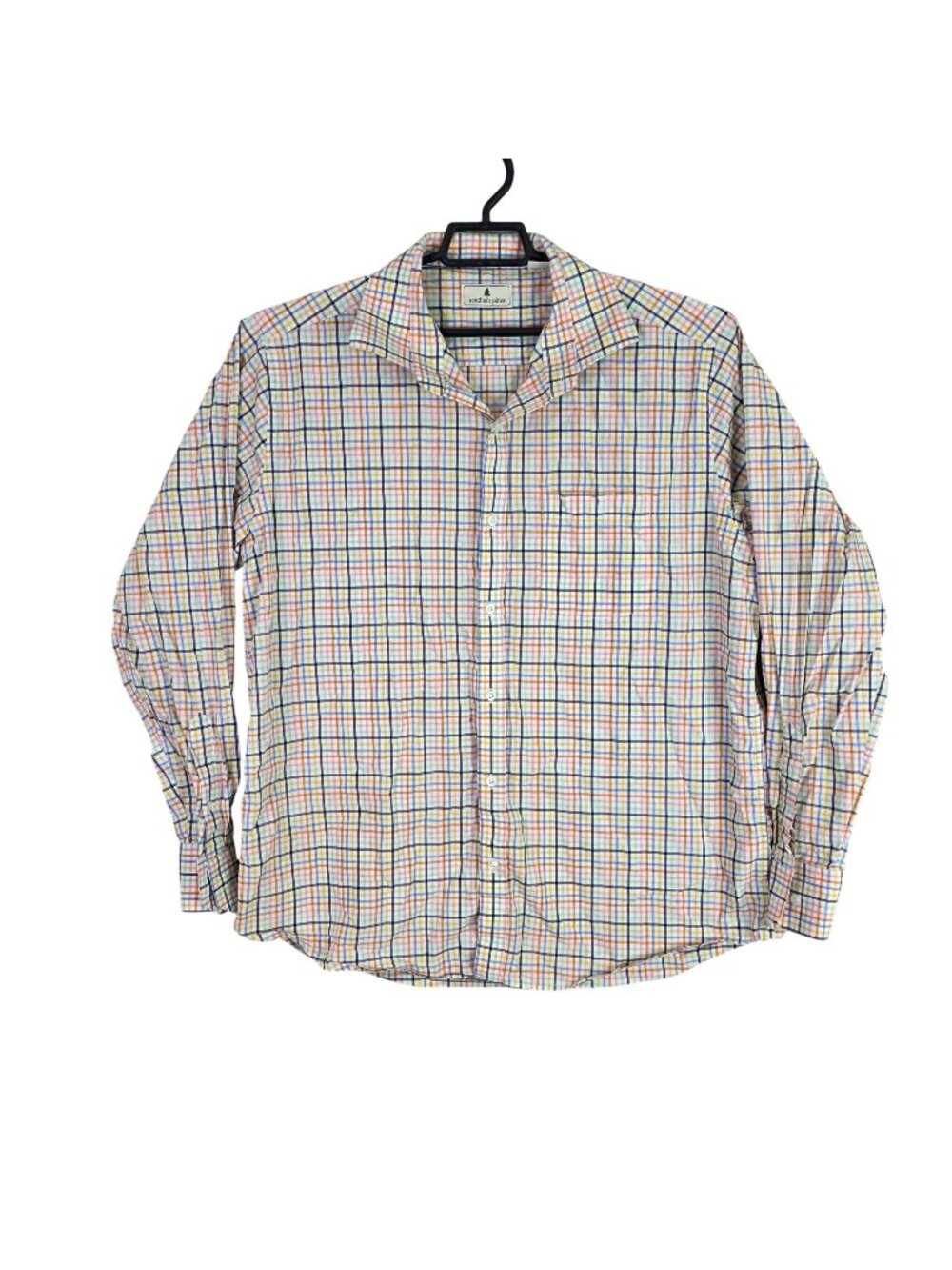 Mens Southern Pines Multicolor Plaid Button Up Cotton Shirt Long Sleeve Size XL